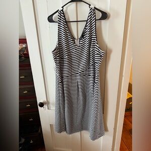 Striped Navy and White Sleeveless Dress